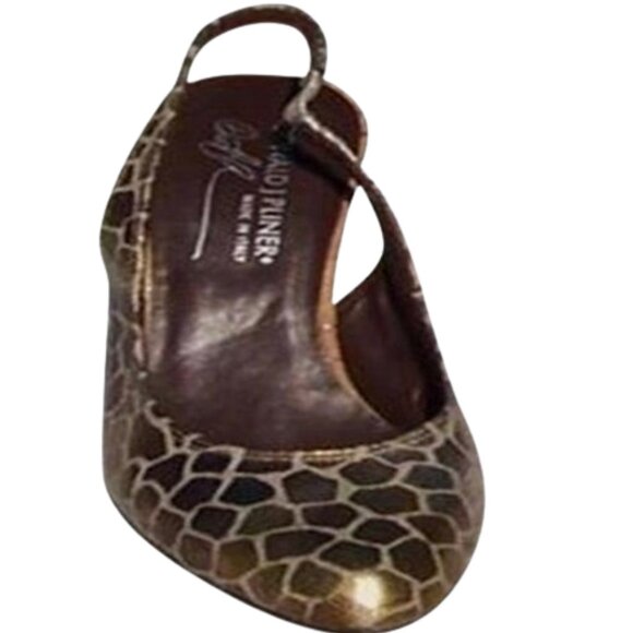 SALE! Donald J. Pliner Raguel Slingback Pumps Metallic Cork Heels Italian sz 8.5 - Picture 1 of 13